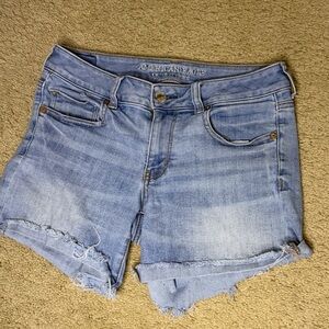 American Eagle Outfitters Light Blue Midi Jean Shorts